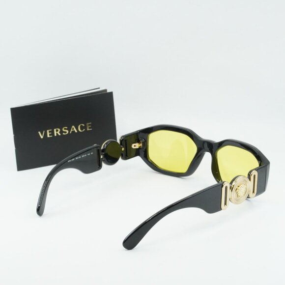 Versace VE4361 GB1/85 Oval Sunglasses – Solid Black/Yellow main image 4